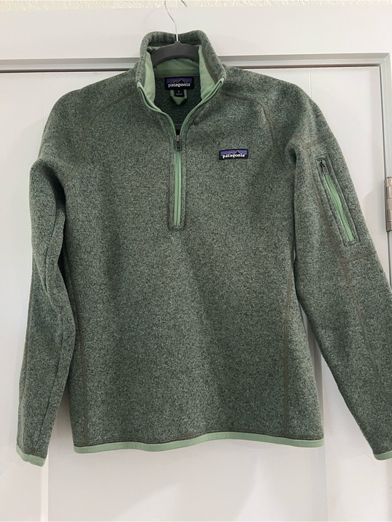 Patagonia Tops - Patagonia Women's Heather Sage Green Quarter-Zip Fleece Pullover